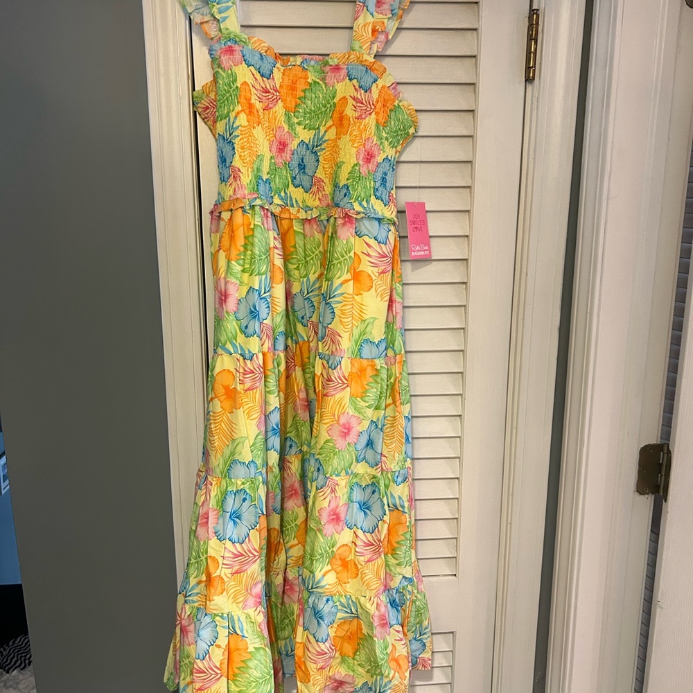 Ruffle Butts Floral Dress - Yellow, Blue, Pink, Green